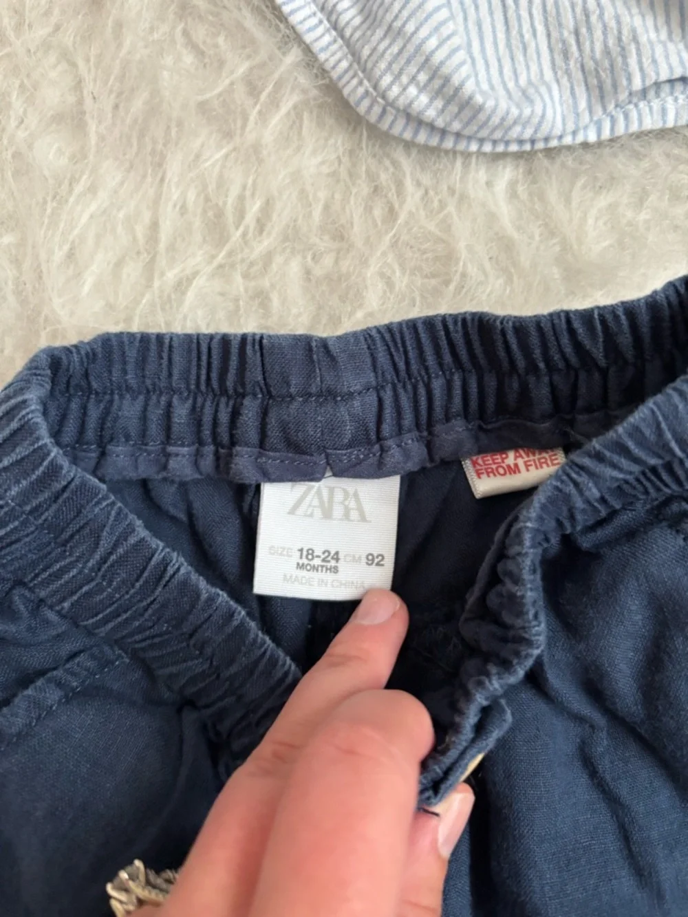Zara Baby Minimalist Light Blue & White Striped Button Down Shirt & Shorts Set